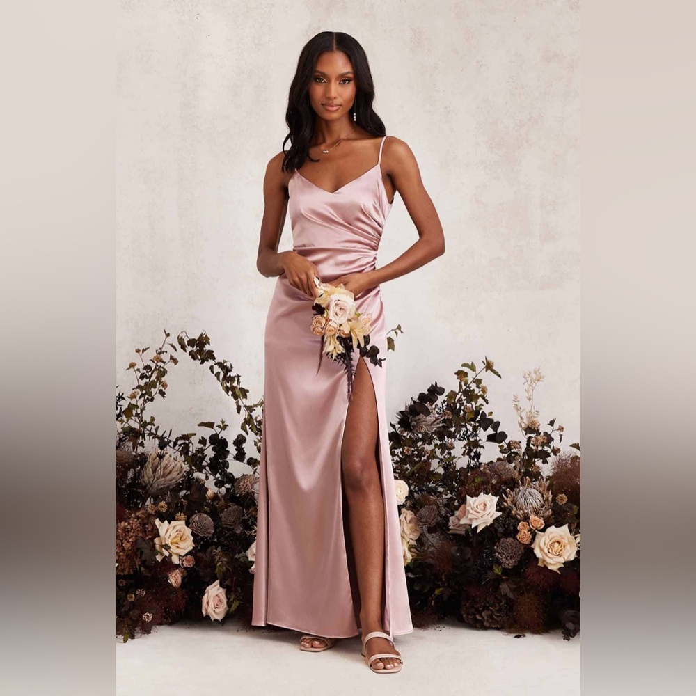 Birdy Grey Catherine Shiny Satin Bridesmaid Dress XS English Rose Pink Party